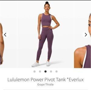Lululemon Power Pivot Tank *Everlux Grape Thistle NWT size 6